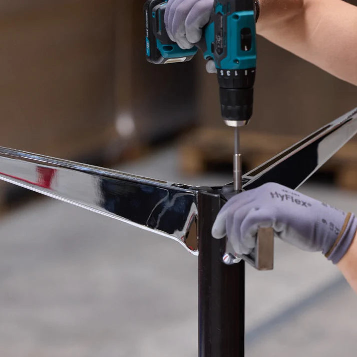 Eames Segmented Table Chrome, lengths 180-280 cm, width 130 cm